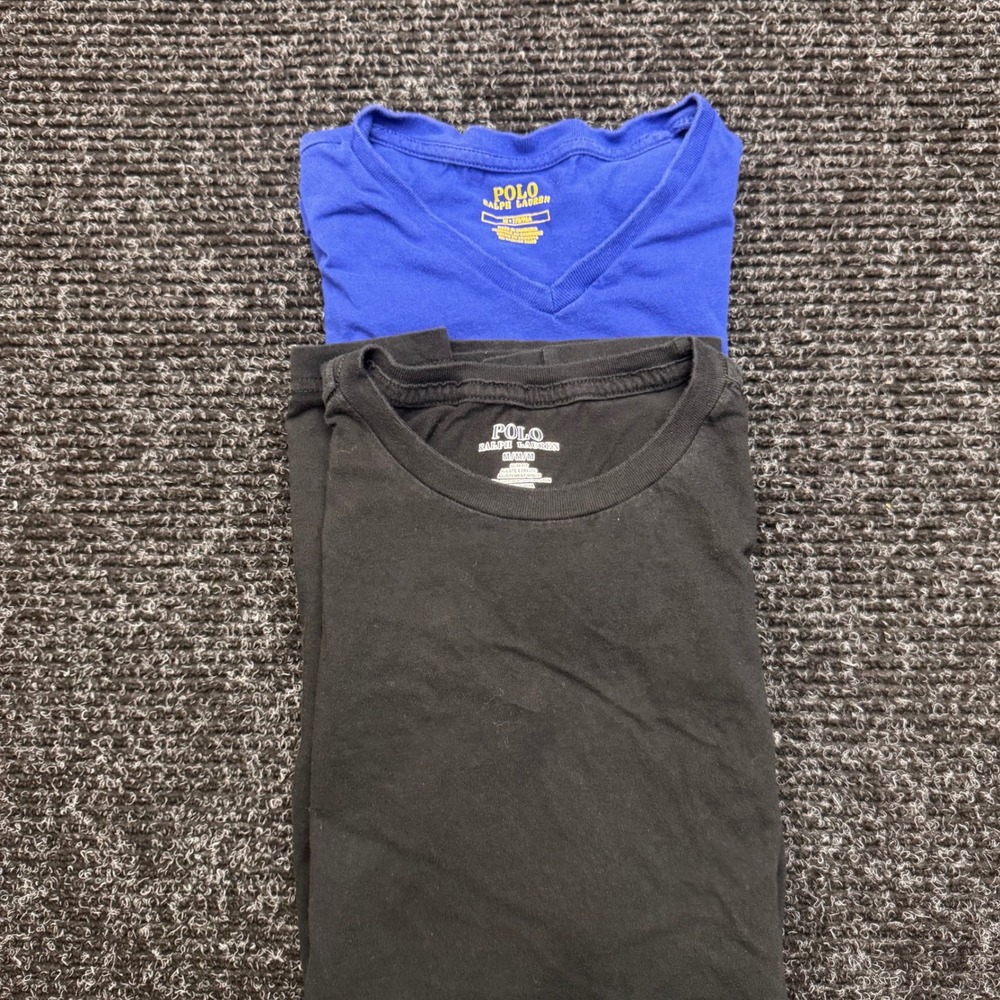 Polo Ralph Lauren Mens T-Shirt Bundle Black Crew Neck Blue V-Neck Size Medium